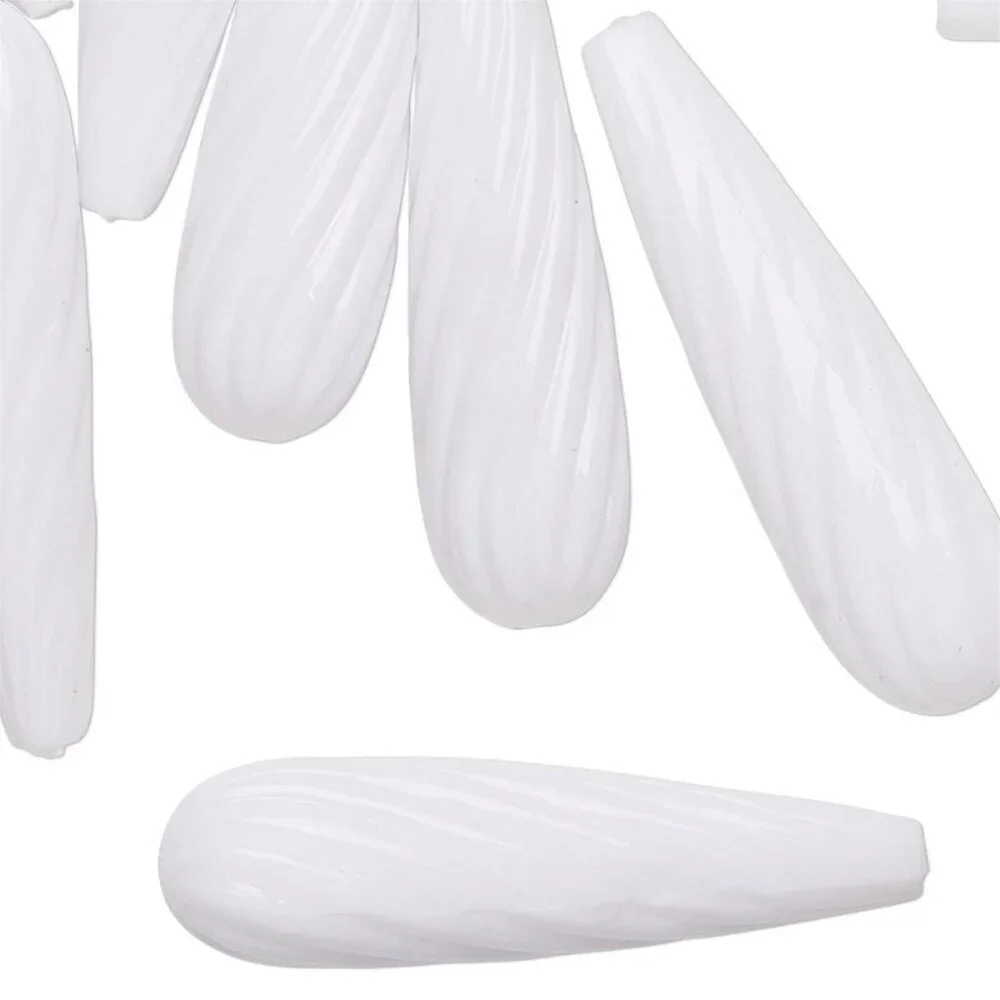 Vintage Germany White Lucite Swirls Acrylic Large 36x10mm Teardrop Beads 5pcs